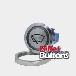 28mm 'WIPERS SYMBOL' Billet Push Button Switch Windscreen Windshield Window etc