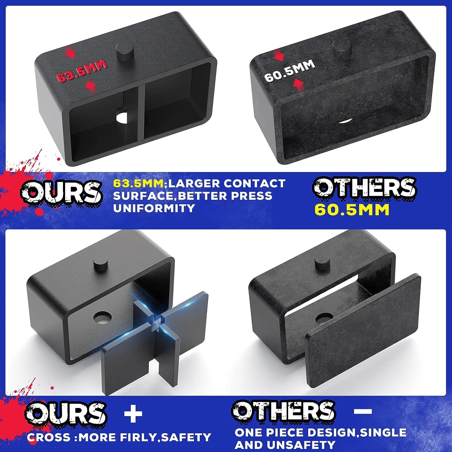 2" Rear Lift Kits With Ubolts Block For 2007-2019 GMC Chevy 2WD/4WD