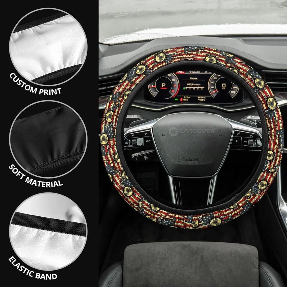 American Sunflower Steering Wheel Covers Custom US Flag Car Accessories
