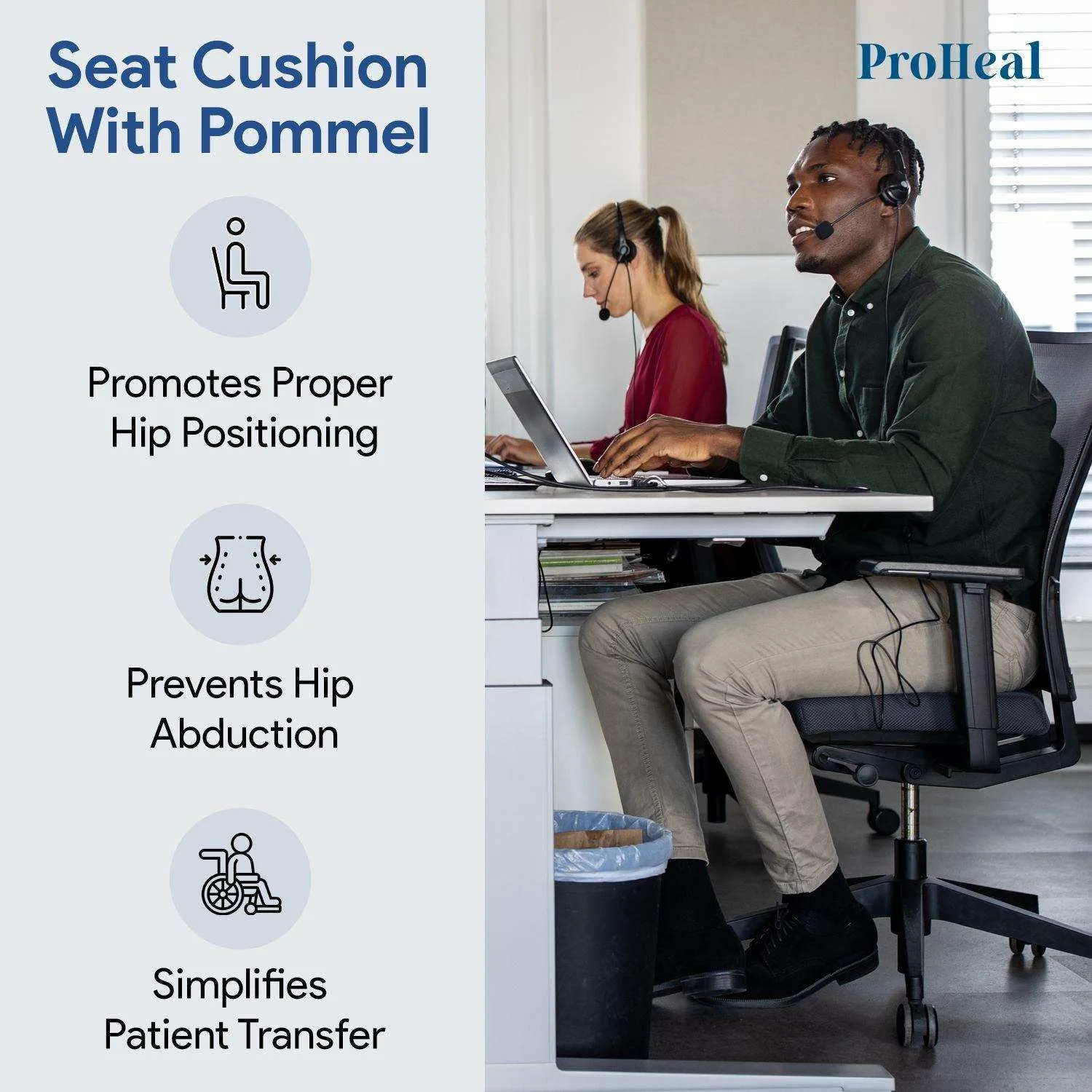 Bariatric Gel Wedge & Pommel Seat Cushion - Better Posture & Hip Positioning