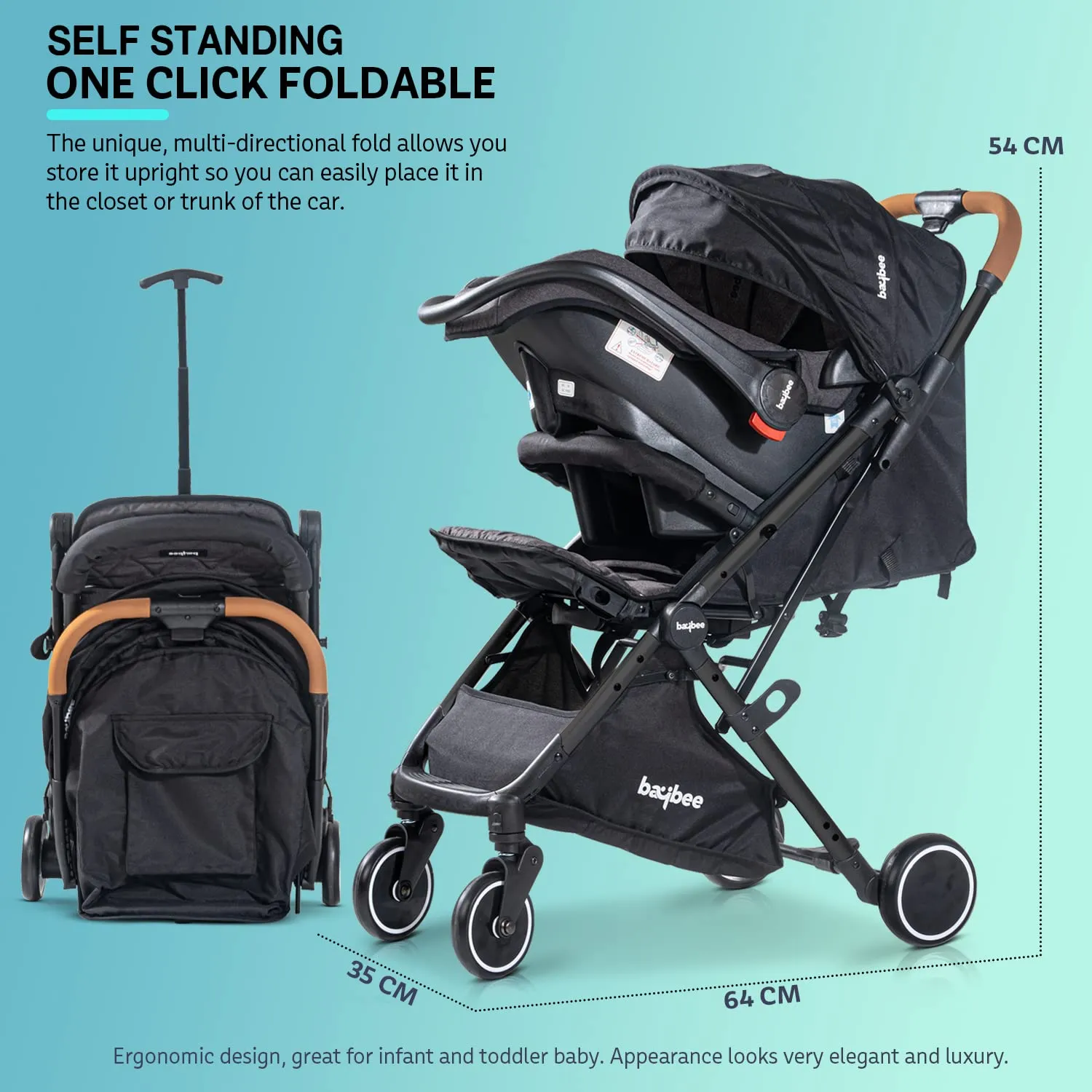 Baybee Cruise & Carry Convertible Baby Pram Stroller with Car Seat Combo