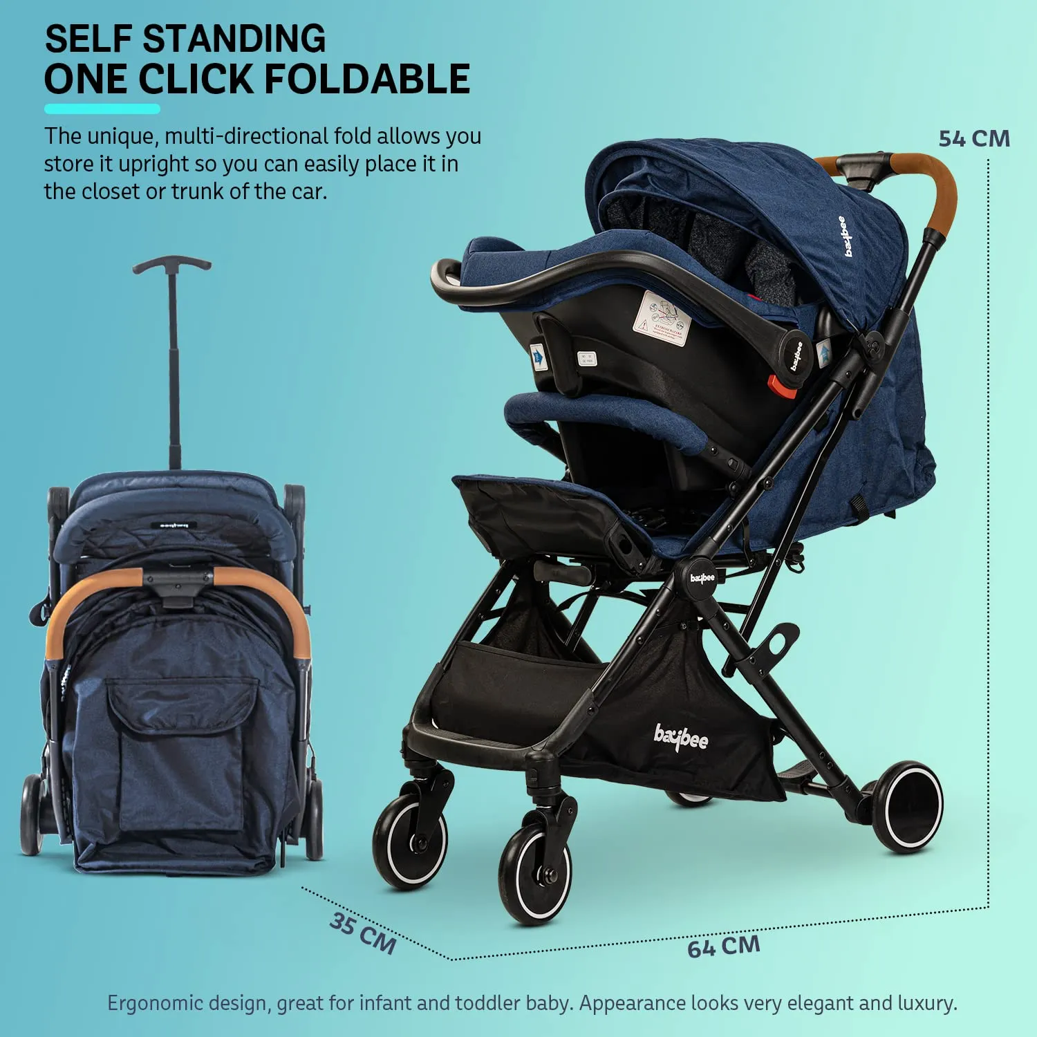 Baybee Cruise & Carry Convertible Baby Pram Stroller with Car Seat Combo
