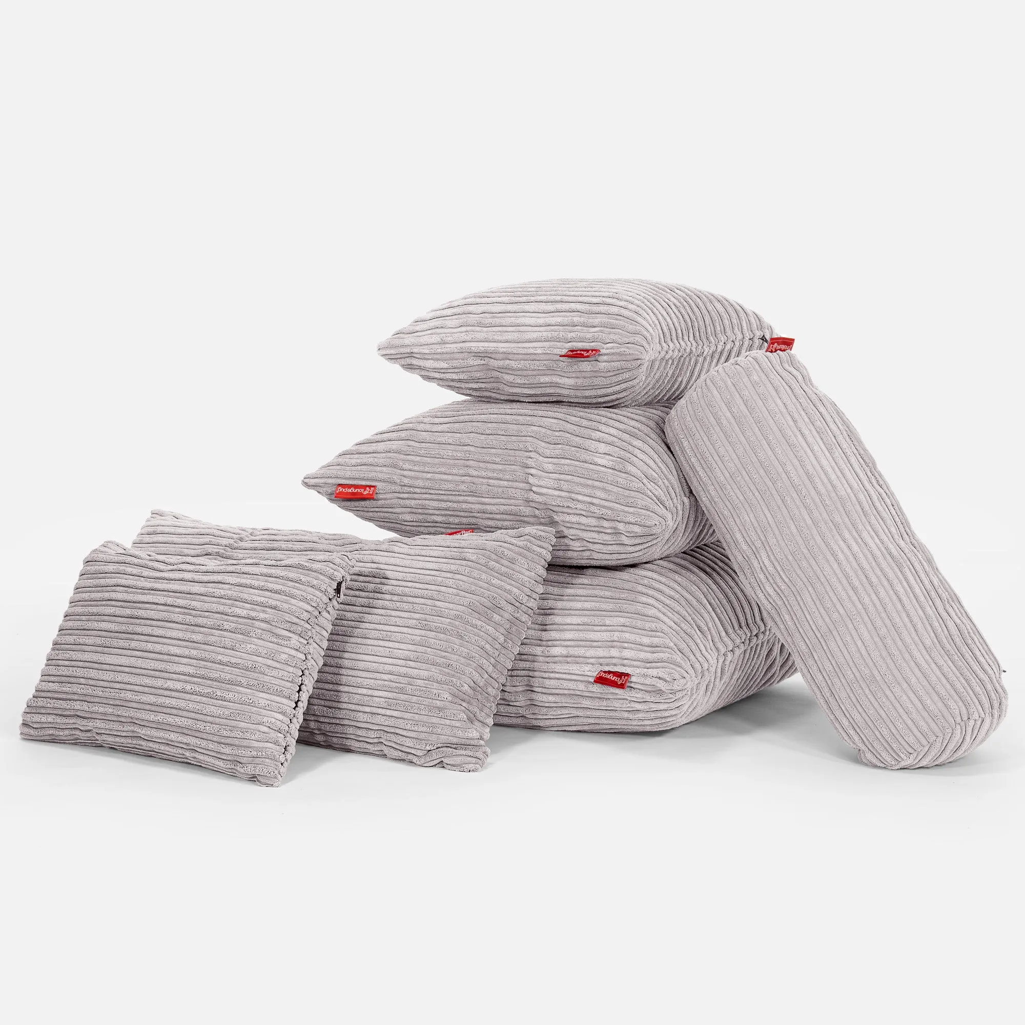 Bolster Scatter Cushion Cover 20 x 55cm - Cord Silver Grey