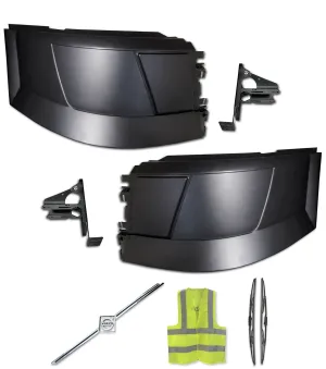 Bumper Corners No Fog Hole Plastic w/ Brackets Set 2004-2015 Volvo VNL