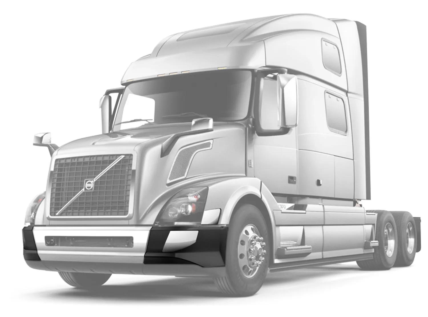 Bumper Corners No Fog Holes w/Chrome Trims Set 2016-2017 Volvo VNL