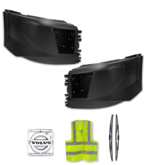 Bumper Corners With Fog Holes Plastic Set 2016-2017 Volvo VNL