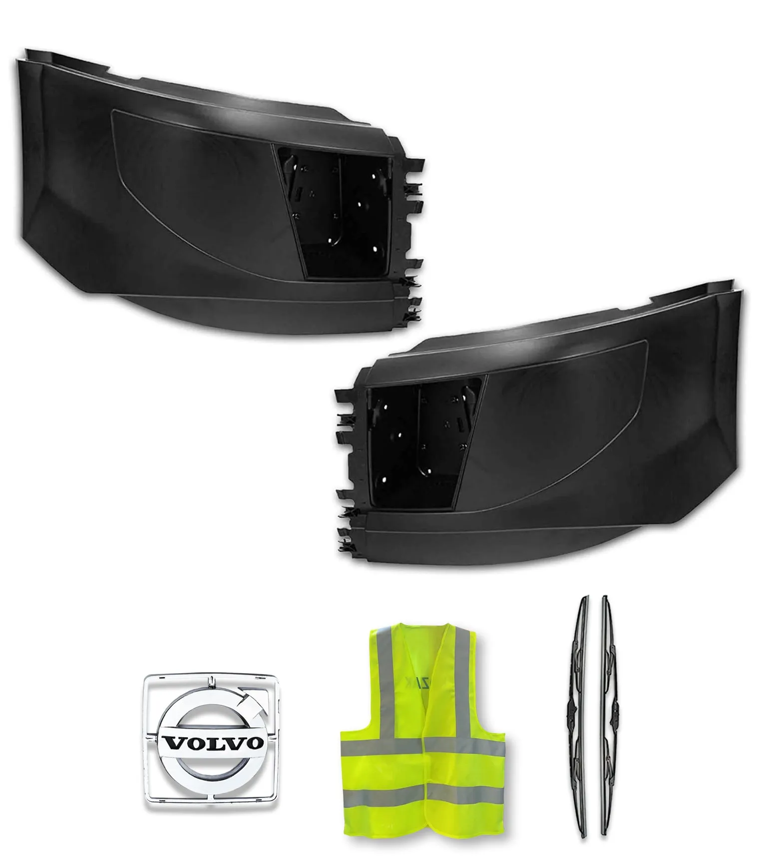 Bumper Corners With Fog Holes Plastic Set 2016-2017 Volvo VNL