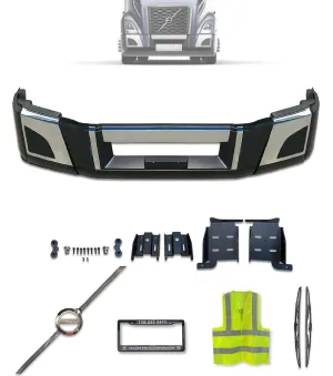 Bumper Set with Chrome Trim and Brackets No Fog Holes 2018  Volvo VNL VNR