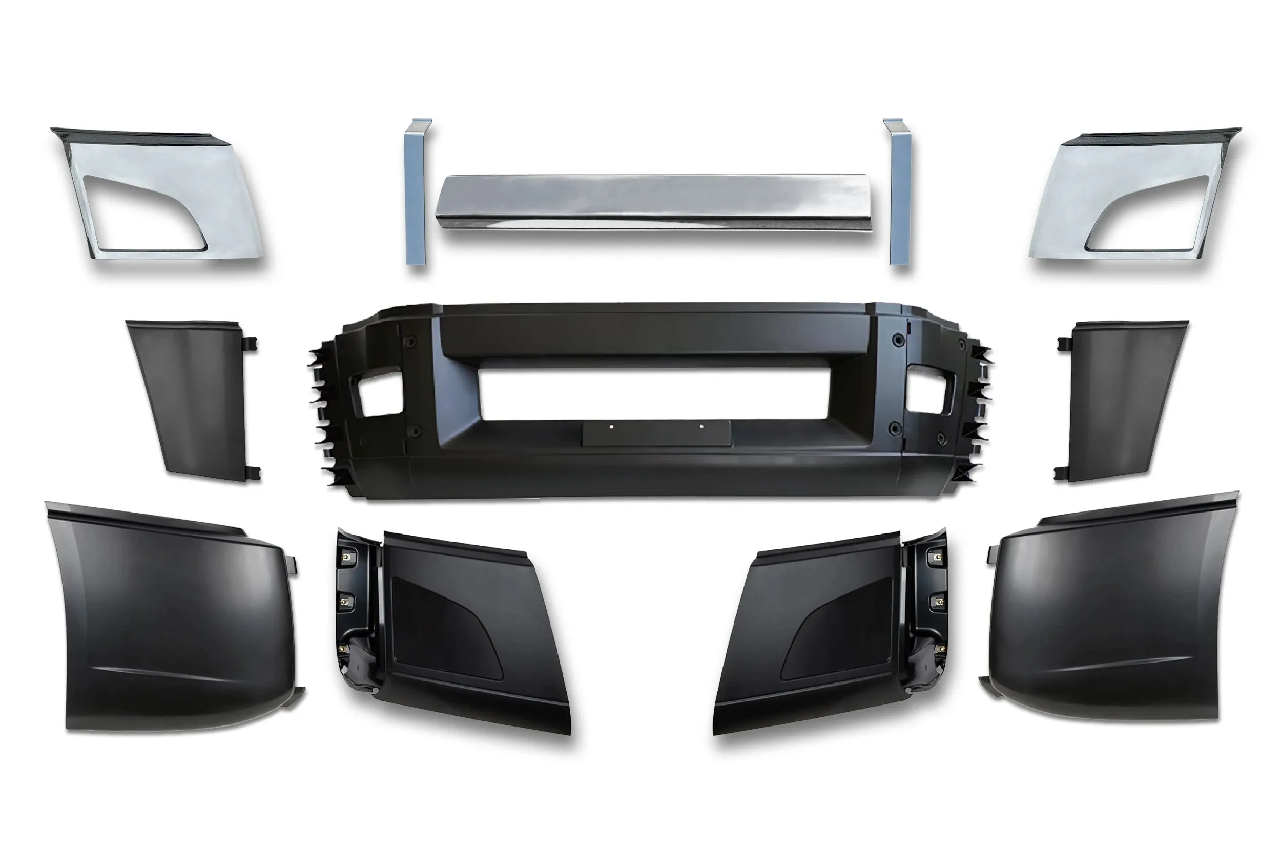 Bumper Set with Chrome Trim and Brackets No Fog Holes 2018  Volvo VNL VNR