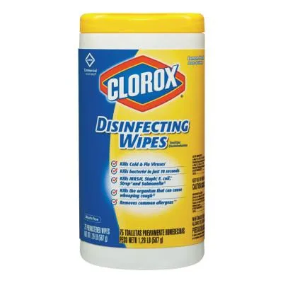 Clorox® Disinfecting Wipes, 7 x 8,  Lemon Fresh, 75/Canister, 15948EA