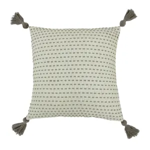 Cotton Embroidered Tassel Scatter Cushion Cover 47 x 47cm - Grey