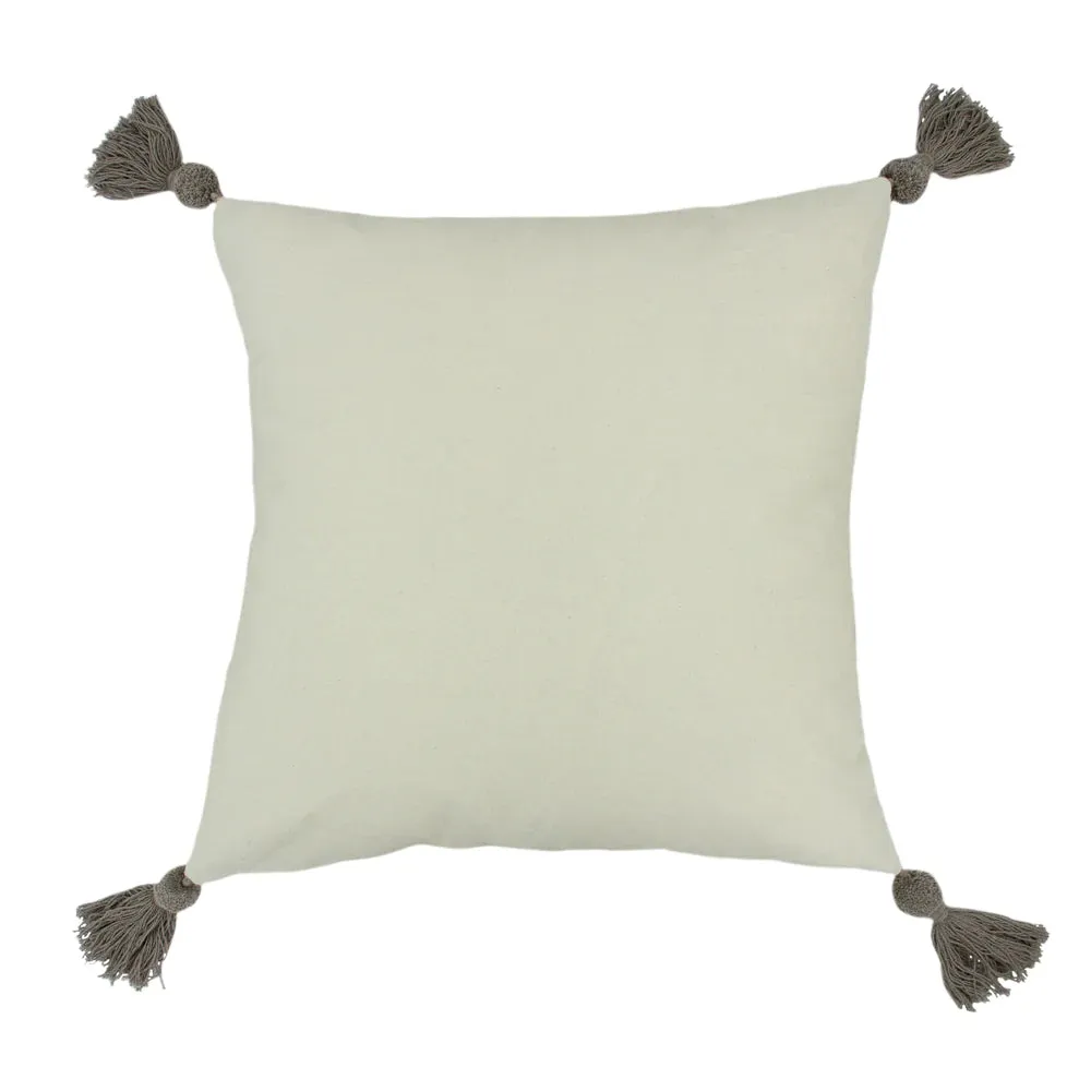 Cotton Embroidered Tassel Scatter Cushion Cover 47 x 47cm - Grey