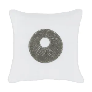 Disc Silver White Medium Cushion 50x50cm