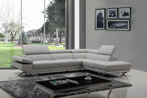 Divani Casa Quebec Modern Light Grey Eco-Leather Sectional Sofa