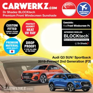 Dr Shadez BLOCKtech Premium Front Windscreen Foldable Sunshade for Audi Q3 SUV Sportback 2019-Current 2nd Generation (F3)
