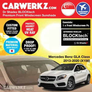 Dr Shadez BLOCKtech Premium Front Windscreen Foldable Sunshade for Mercedes Benz GLA Class 2013-2020 1st Generation (X156)