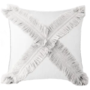 Fringe Cross White Lounge Cushion 55 x 55 cm