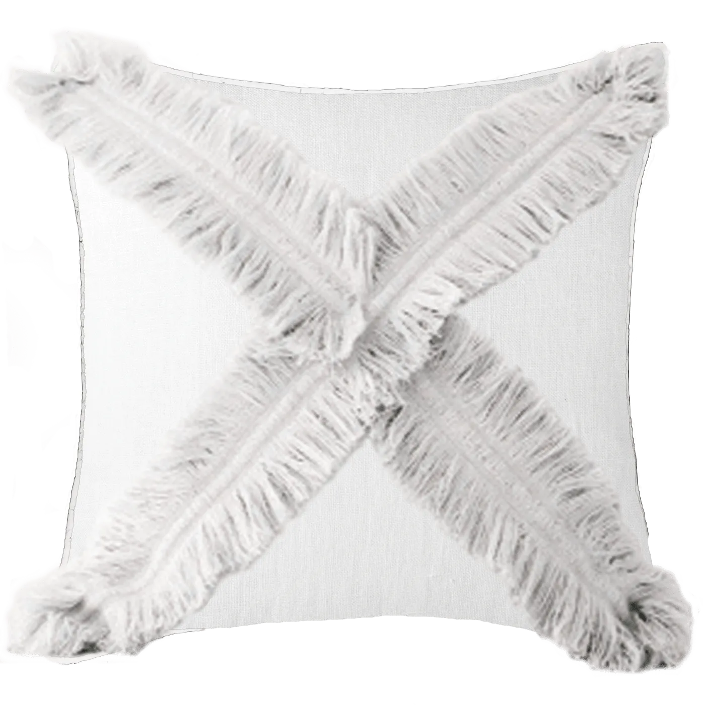 Fringe Cross White Lounge Cushion 55 x 55 cm