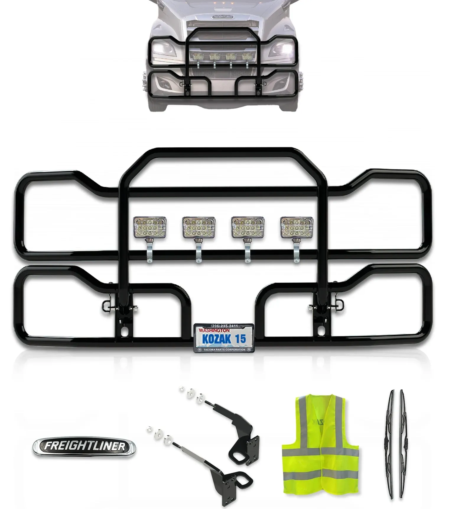Front Grille Guard Black 2018  Freightliner Cascadia 126 116