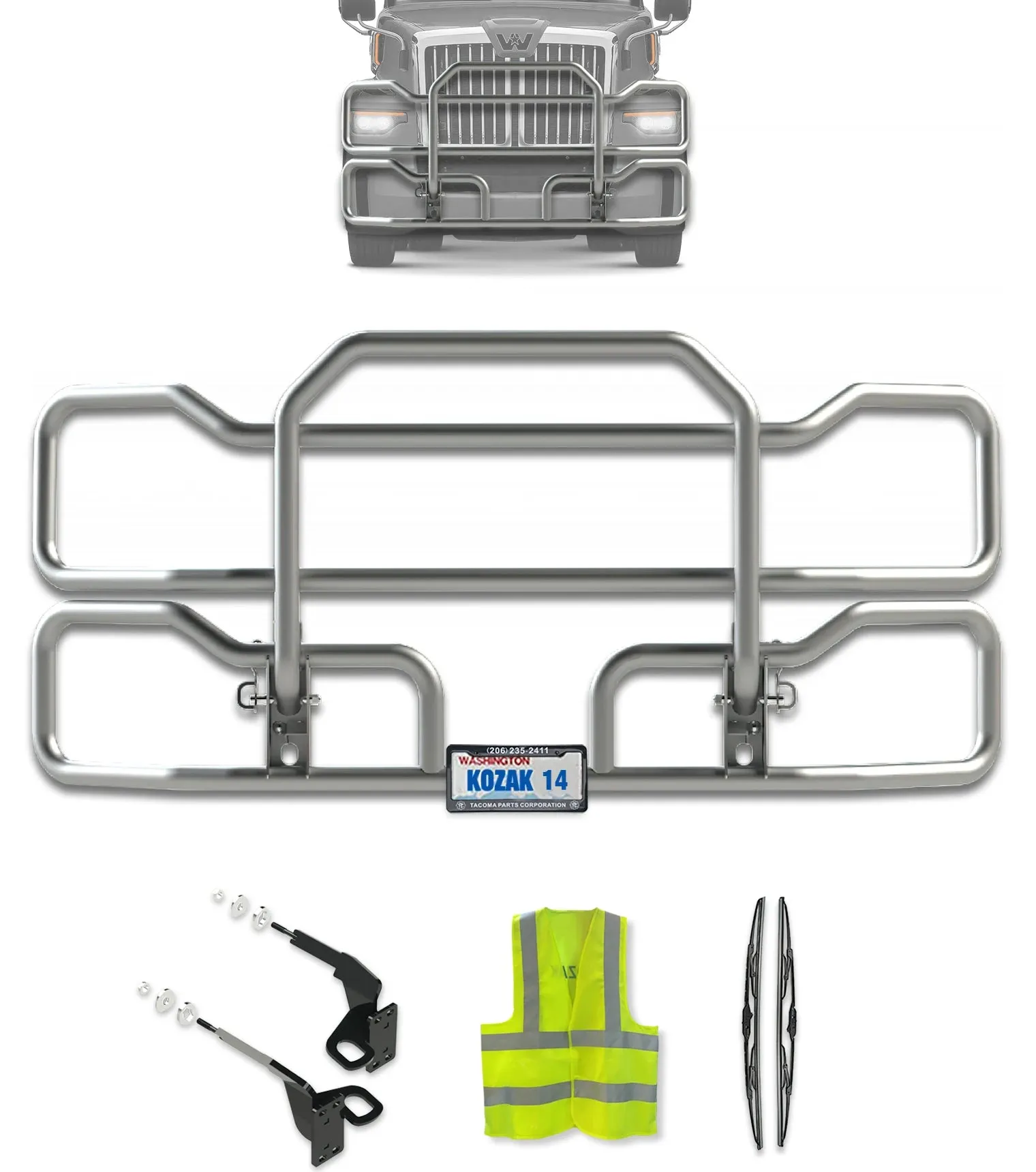 Front Grille Guard Chrome 2023  Western Star 57X Set-Back