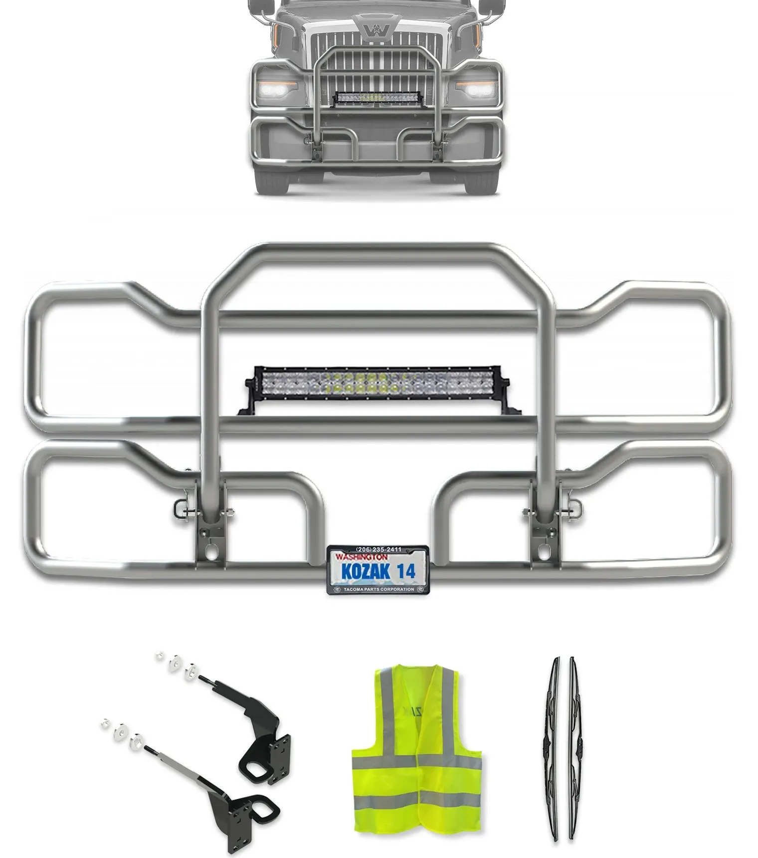 Front Grille Guard Chrome 2023  Western Star 57X Set-Back
