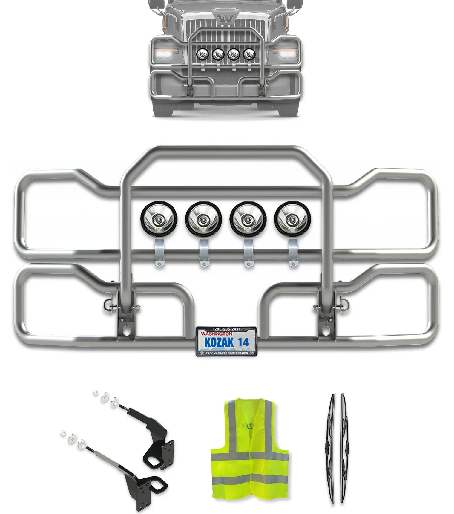 Front Grille Guard Chrome 2023  Western Star 57X Set-Back