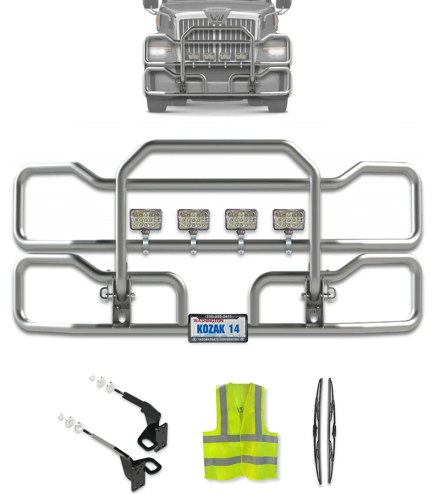 Front Grille Guard Chrome 2023  Western Star 57X Set-Back
