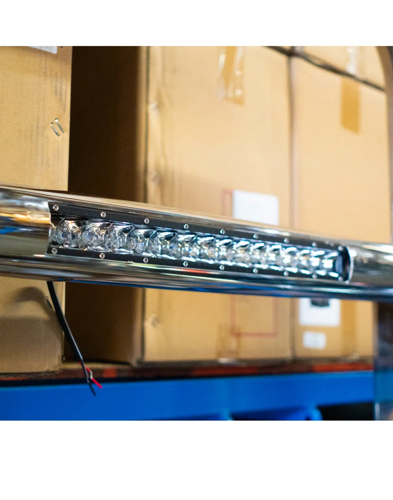Grille Guard Chrome w/ Built in 16'' LED Bar 2013-2021 Peterbilt 579