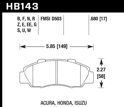 Hawk HPS Brake Pads Acura Legend SE/LS/L/GS (91-95) Front or Rear Set