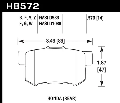 Hawk HPS Brake Pads Acura RL Base/Premium/SE (96-04) Rear Set HB572F.570