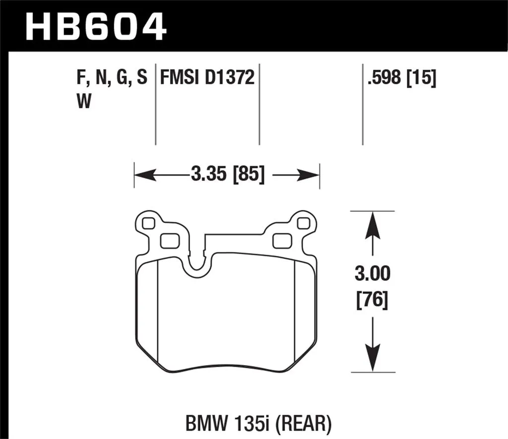 Hawk HPS Brake Pads BMW 135i (2008-2013) Front or Rear Set