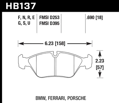 Hawk HPS Brake Pads BMW 535i 3.5L (1985-1987) Front Set HB137F.690