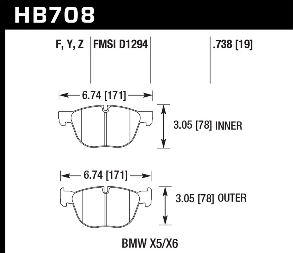 Hawk HPS Brake Pads BMW X6 (2008-2019) Front or Rear Set