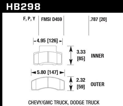 Hawk HPS Brake Pads Chevy Express 2500/ 3500 (1996-2002) Front Set HB298F.787