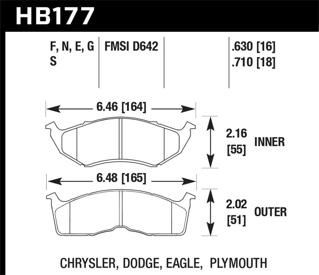 Hawk HPS Brake Pads Chrysler Concorde (1995-1997) Front Set HB177F.710