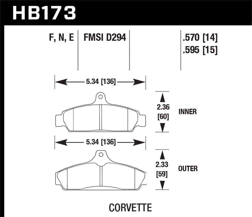 Hawk HPS Brake Pads Chrysler LHS (1995-2001) Rear Set HB176F.614