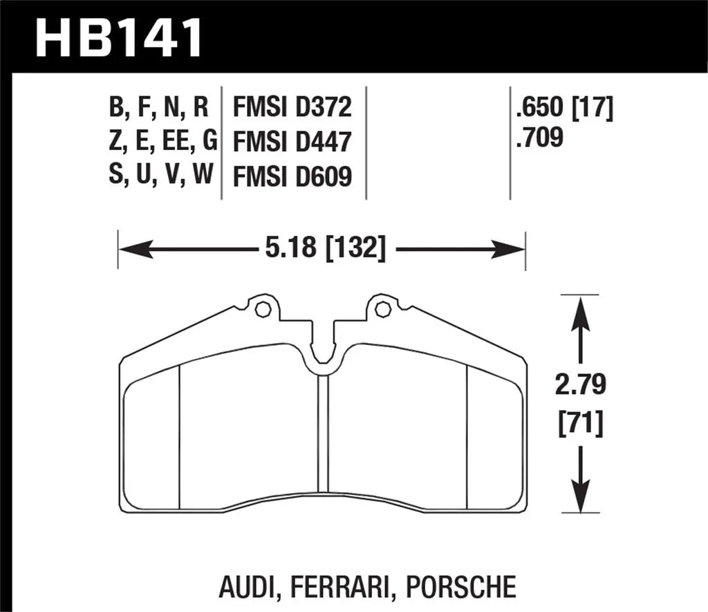 Hawk HPS Brake Pads Ferrari 456 GT (1995-1996) Front Set HB141F.650