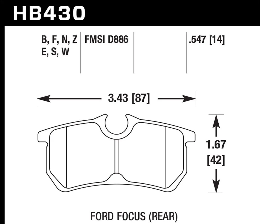 Hawk HPS Brake Pads Ford Fiesta ST (2014-2019) Rear Set HB430F.547