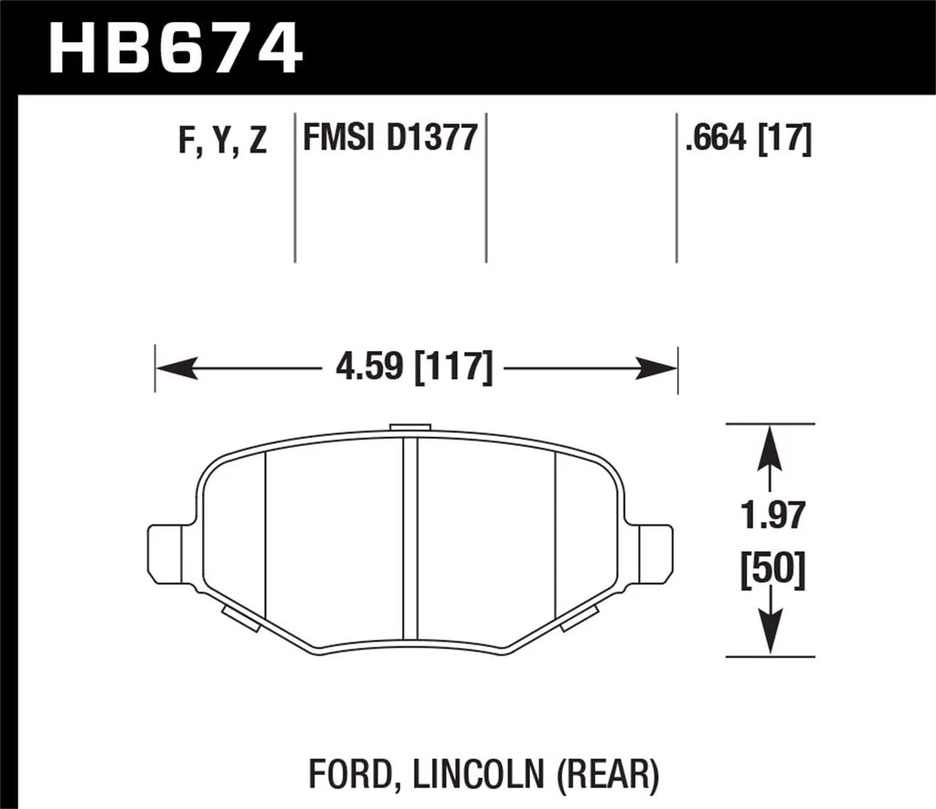 Hawk HPS Brake Pads Ford Flex (2009-2012, 2015) Rear Set HB674F.664