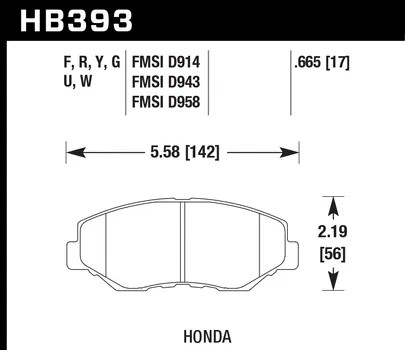 Hawk HPS Brake Pads Honda Accord LX/SE (11-17) Front Set HB393F.665