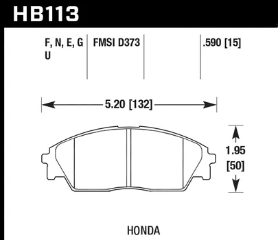 Hawk HPS Brake Pads Honda Prelude (88-90) Front Set HB113F.590