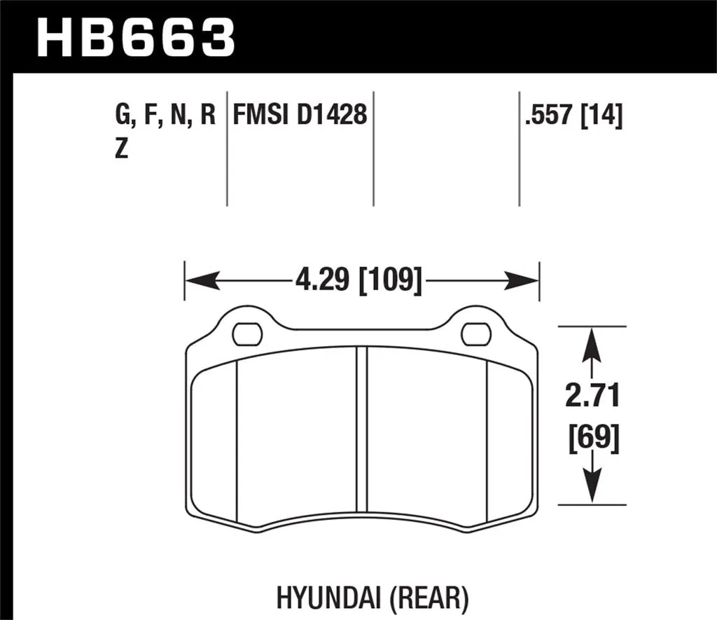 Hawk HPS Brake Pads Hyundai Genesis Coupe (2010-2016) Rear Set HB663F.557