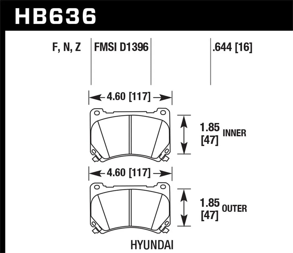 Hawk HPS Brake Pads Hyundai Genesis R-Spec/ V8 (2009-2014) Front Set  HB636F.644