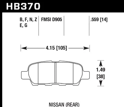 Hawk HPS Brake Pads Infiniti G37 RWD /G37x AWD Rear Set (11-13) HB370F.559