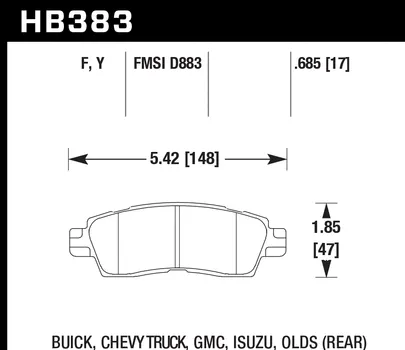 Hawk HPS Brake Pads Isuzu Ascender 4.2L/5.3L (03-08) Rear Set HB383F.685