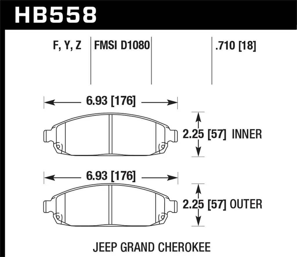 Hawk HPS Brake Pads Jeep Grand Cherokee (2005-2010) Front Set HB558F.710