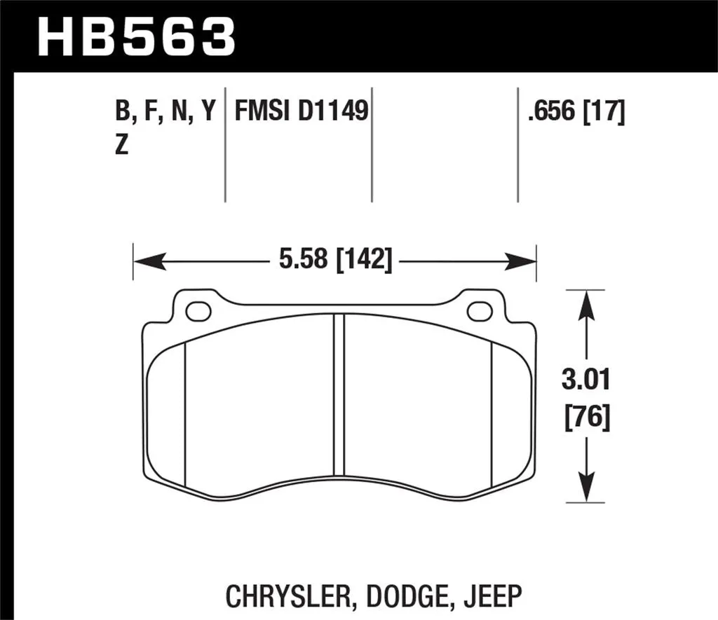 Hawk HPS Brake Pads Jeep Grand Cherokee SRT8 (2006-2010) Front Set HB563F.656