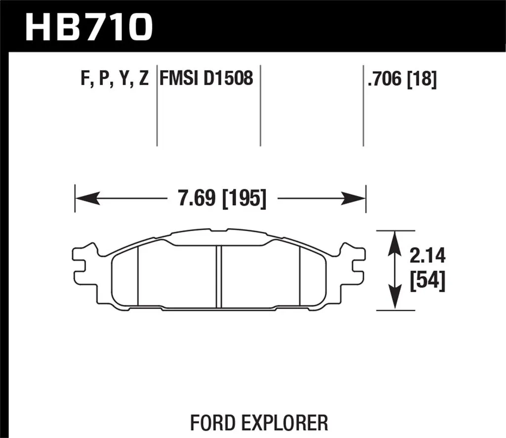 Hawk HPS Brake Pads Lincoln MKT (2012-2016) Front Set HB710F.706