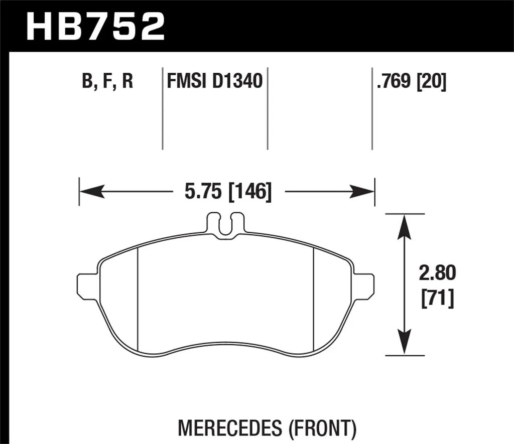 Hawk HPS Brake Pads Mercedes C250 (2012-2015) Front Set HB752F.769