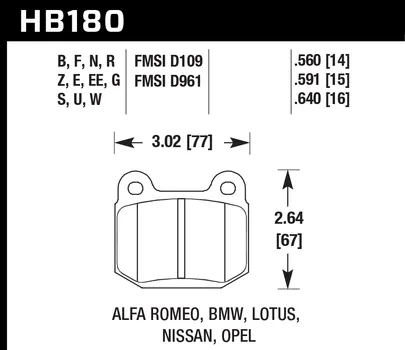 Hawk HPS Brake Pads Mitsubishi Lancer EVO VIII (03-06) Rear Set HB180F.560